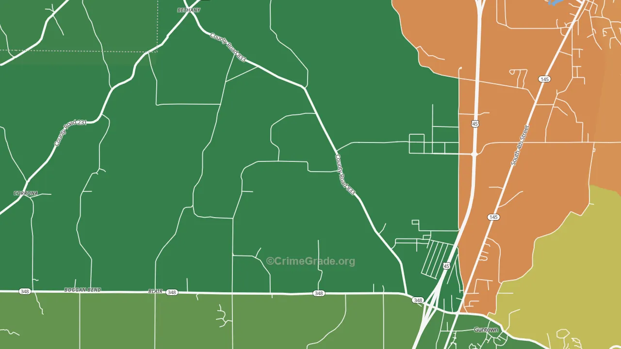 Centerville, MS Map of Murder Rates