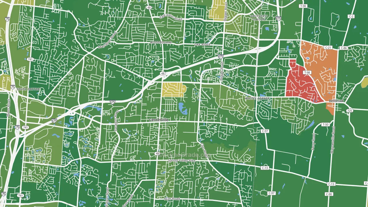 Centerville, OH Map of Murder Rates