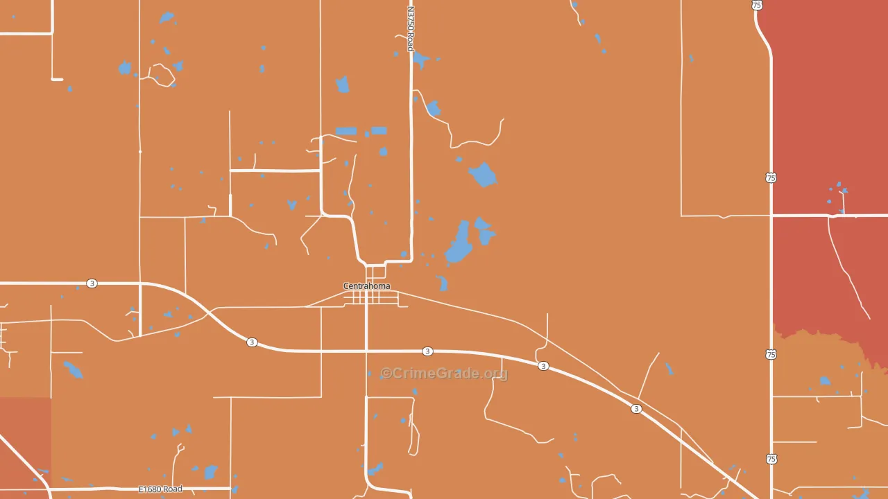 Centrahoma, OK Map of Murder Rates