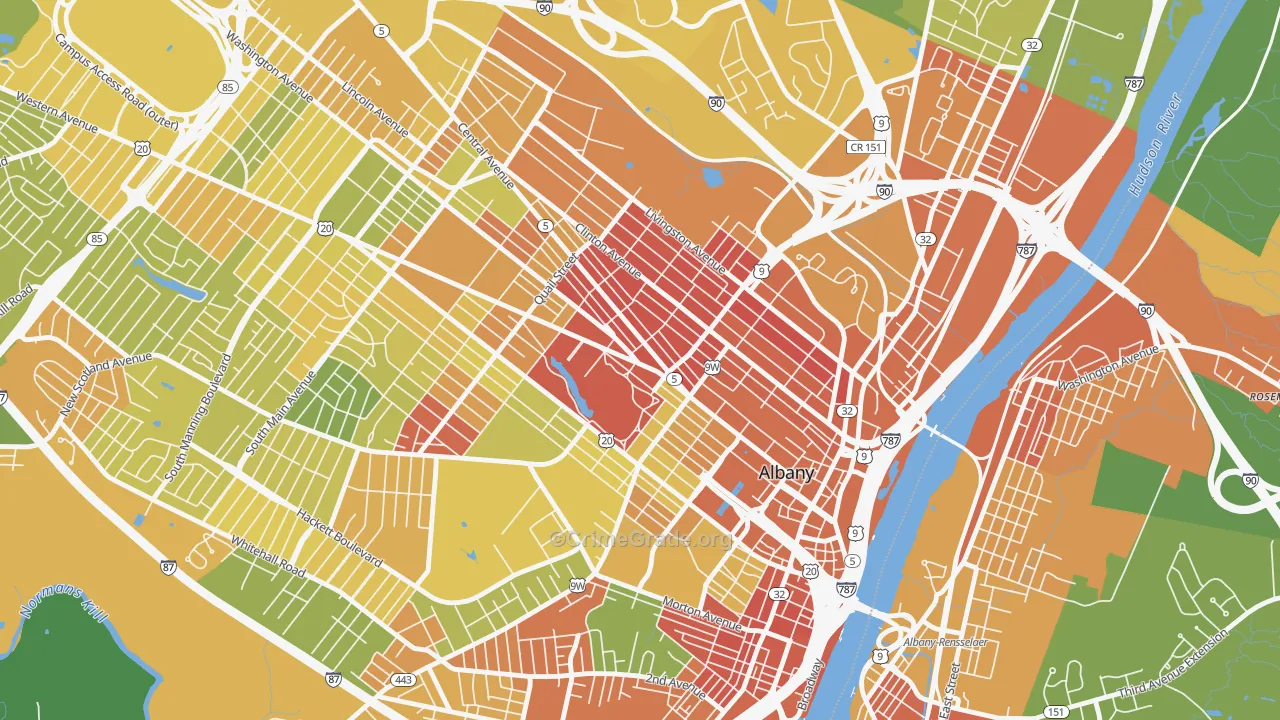Central Ave, Albany, NY Map of Murder Rates