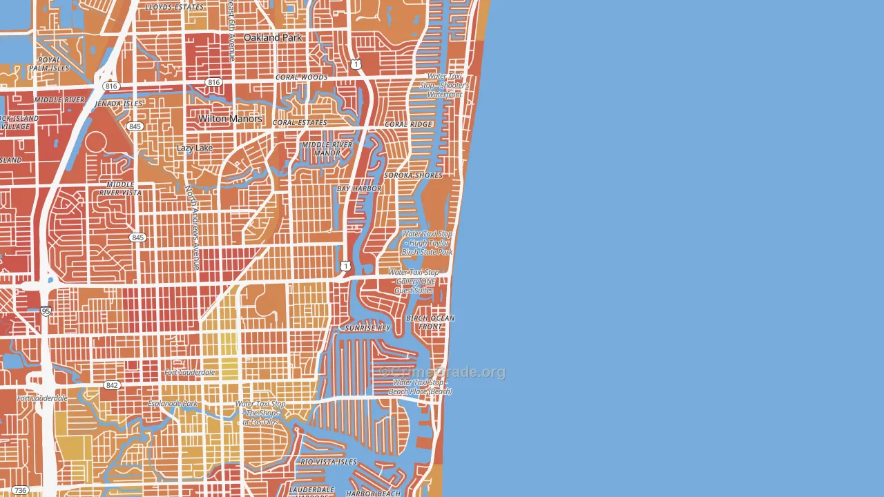 Central Beach, Fort Lauderdale, FL Map of Murder Rates