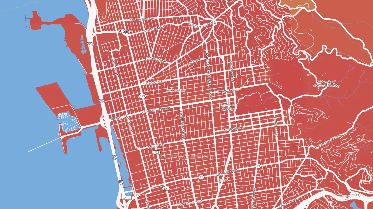 Central Berkeley, Berkeley, CA Map of Murder Rates