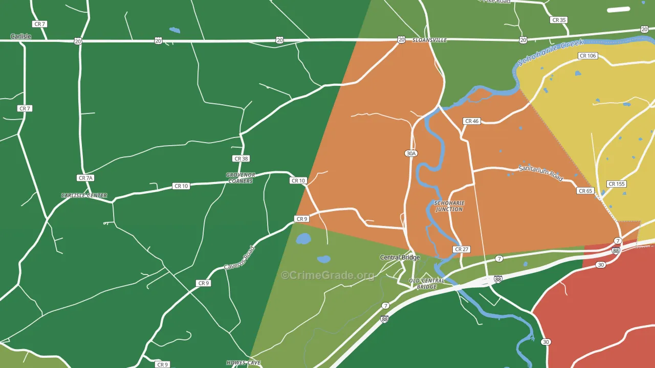 Central Bridge, NY Map of Murder Rates