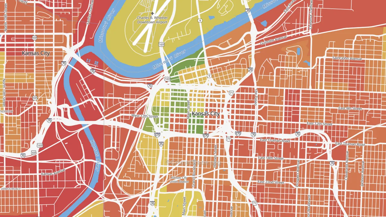 Central Business District, Kansas City, MO Map of Murder Rates