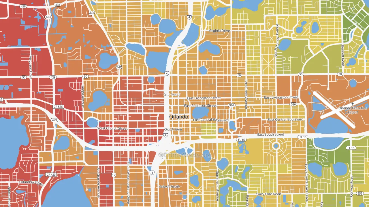 Central Business District, Orlando, FL Map of Murder Rates