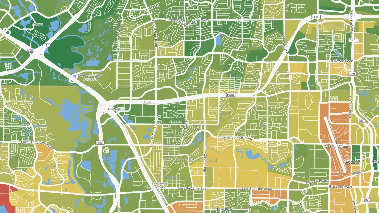 Central Carrollton, Carrollton, TX Map of Murder Rates