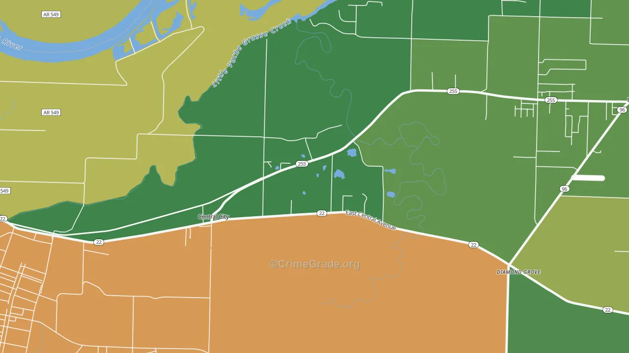 Central City, AR Map of Murder Rates