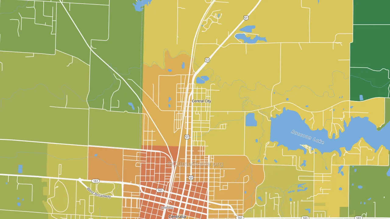 Central City, IL Map of Murder Rates