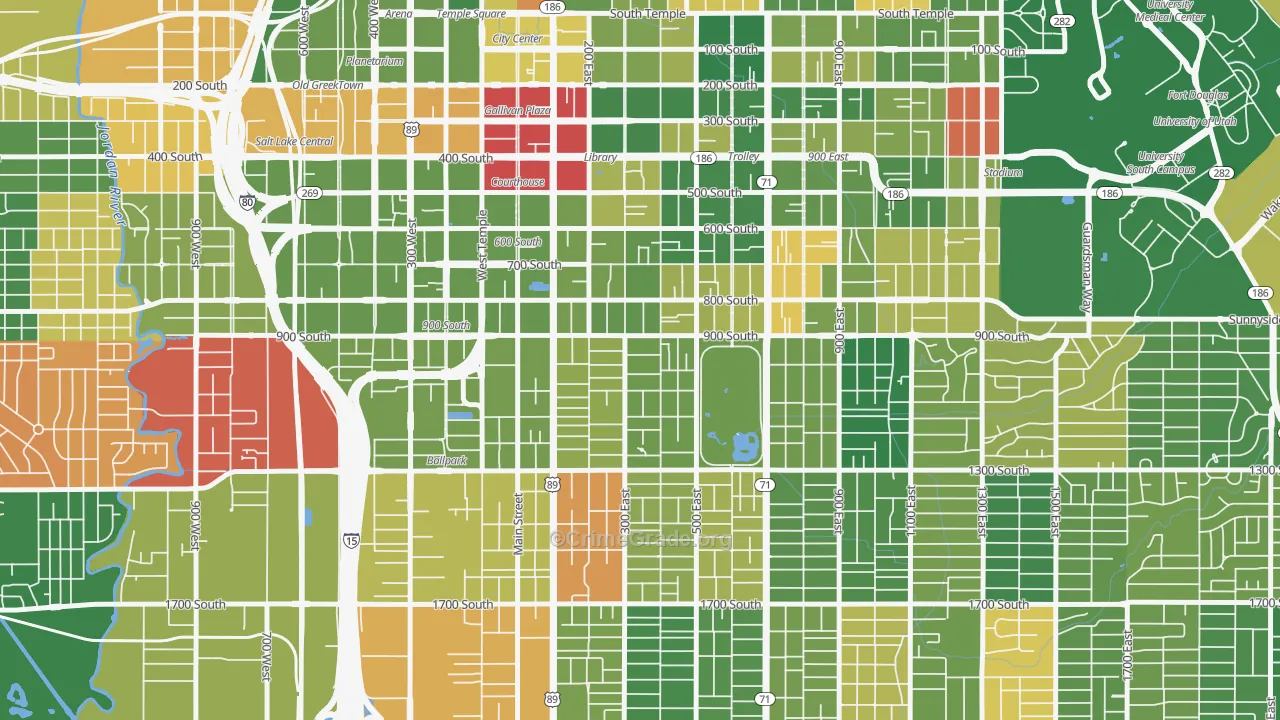 Central City Liberty Wells, Salt Lake City, UT Map of Murder Rates