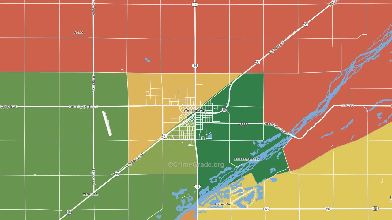 Central City, NE Map of Murder Rates