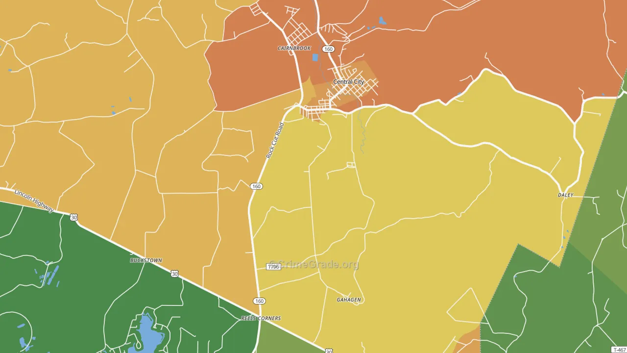 Central City, PA Map of Murder Rates