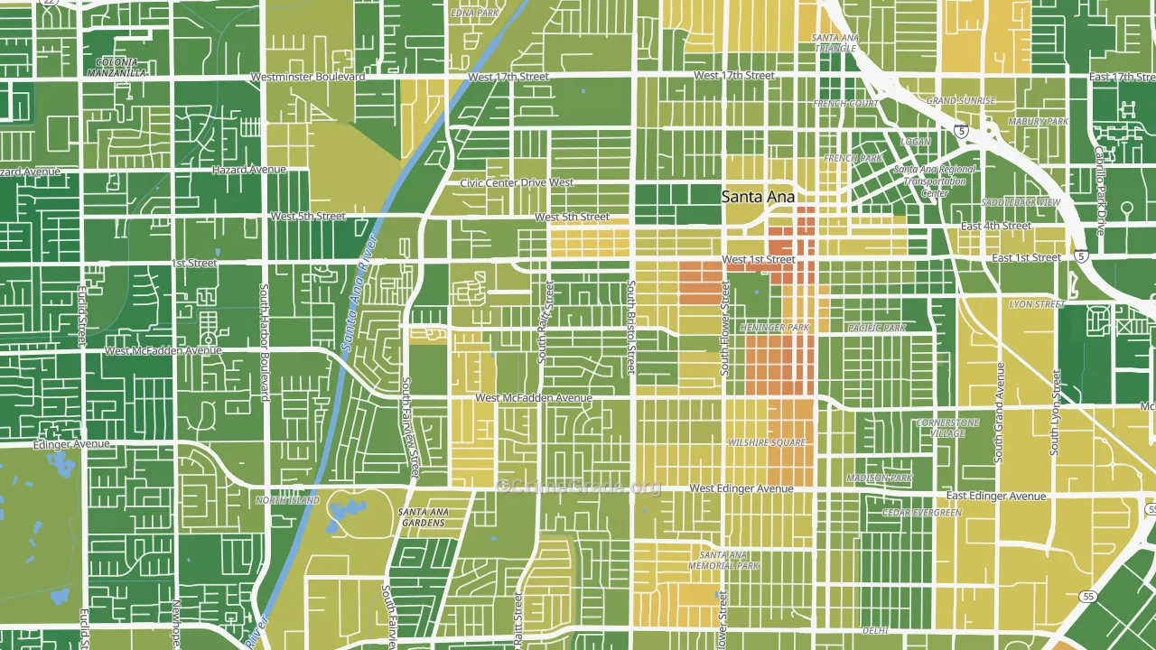 Central City Santa Ana, Santa Ana, CA Map of Murder Rates