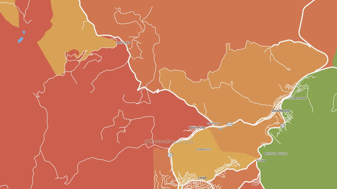 Central City, SD Map of Murder Rates