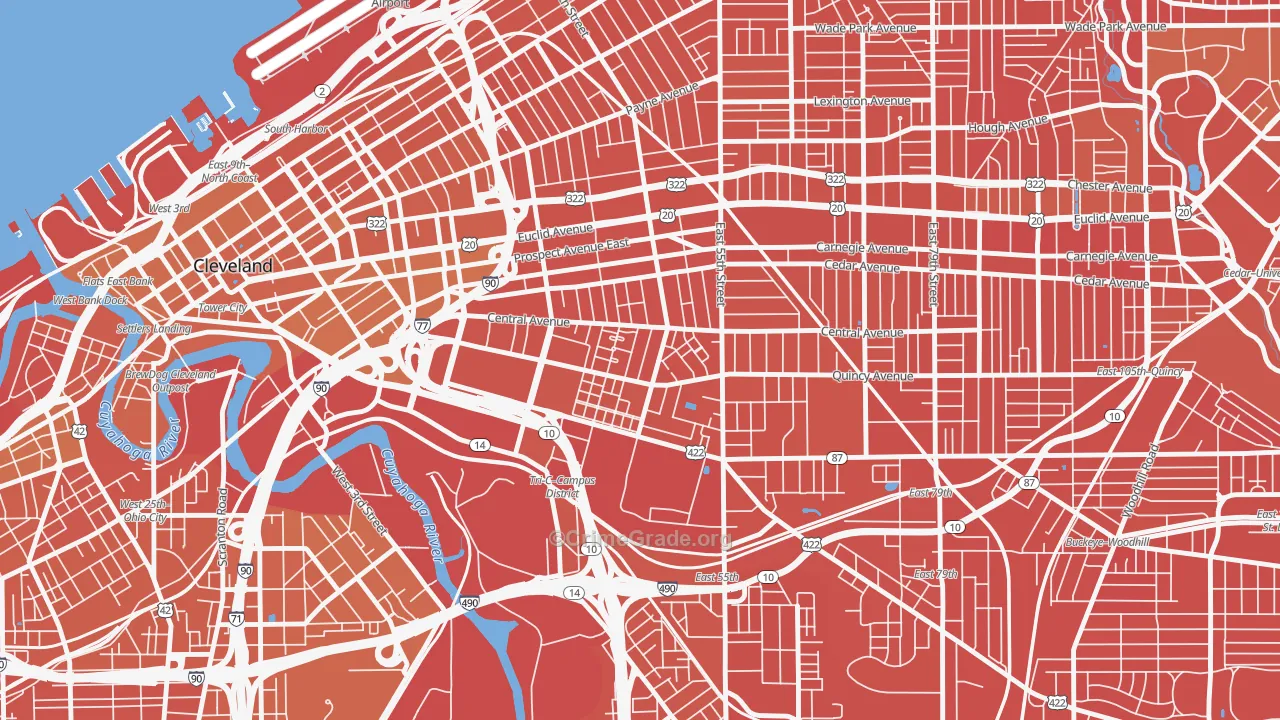 Central, Cleveland, OH Map of Murder Rates