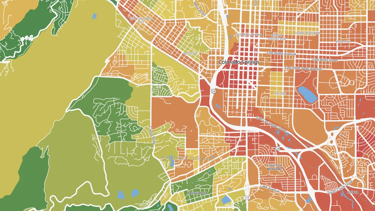 Central Colorado City, Colorado Springs, CO Map of Murder Rates