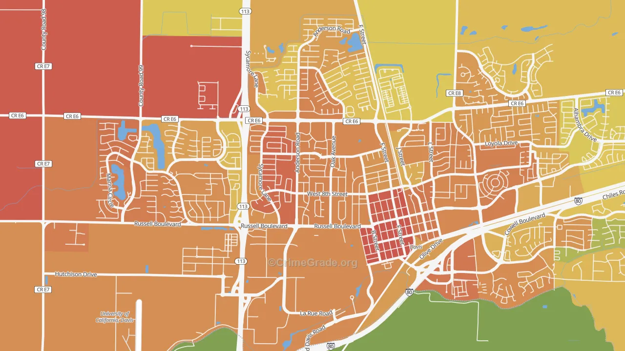 Central Davis, Davis, CA Map of Murder Rates