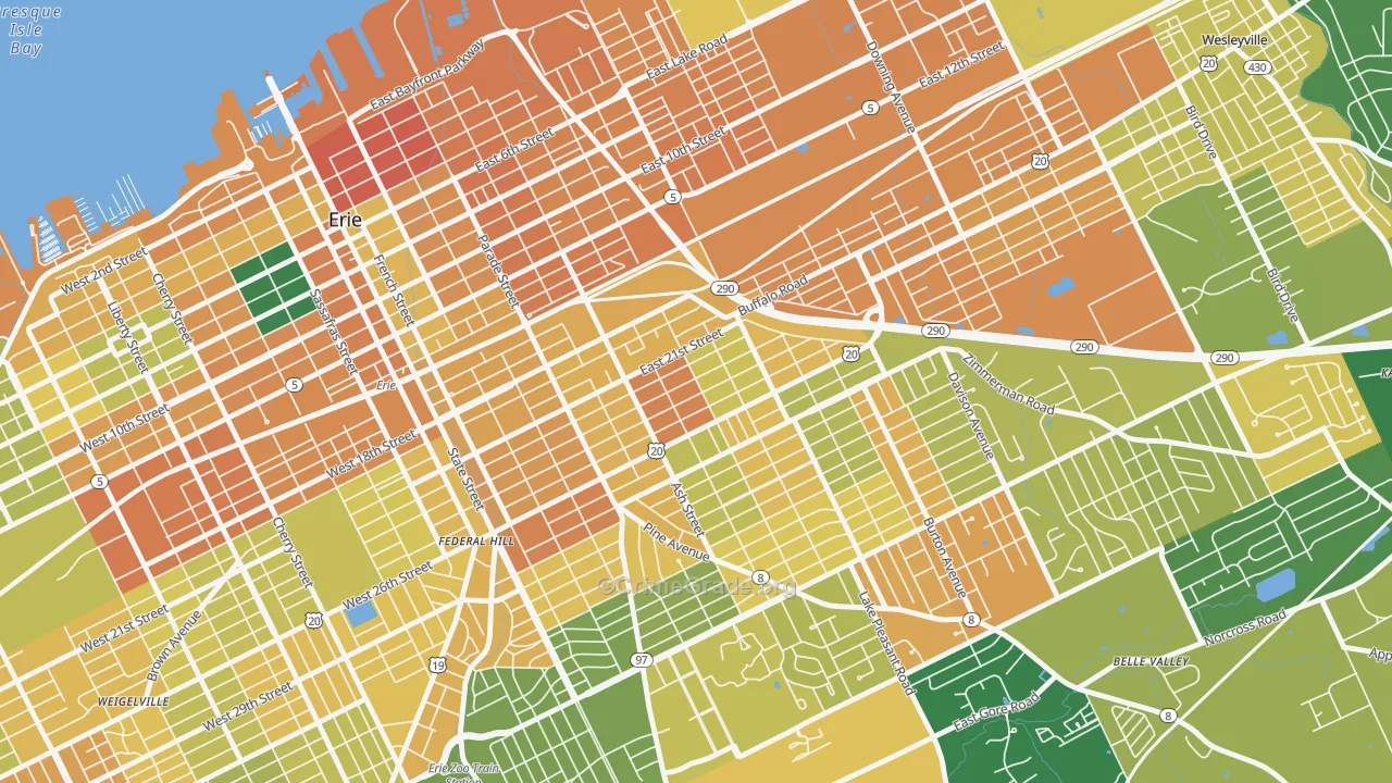 Central Eastside, Erie, PA Map of Murder Rates