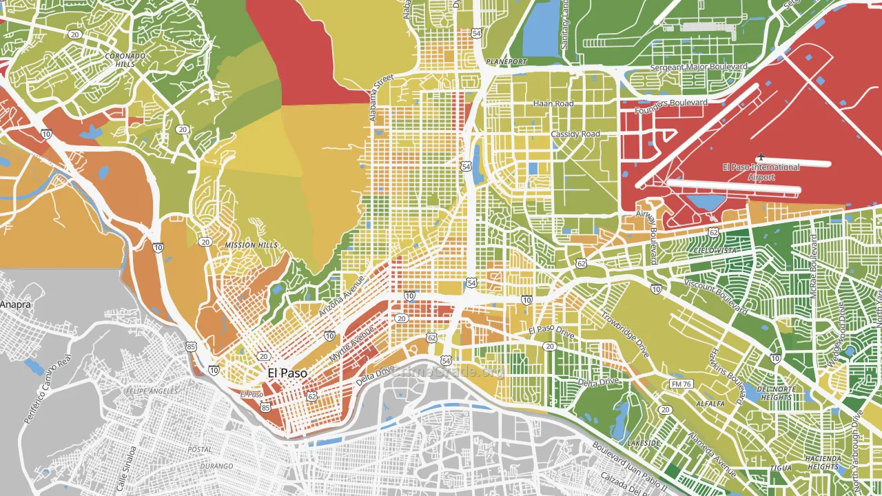 Central, El Paso, TX Map of Murder Rates