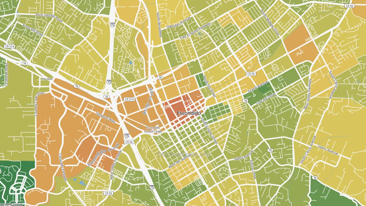 Central Escondido, Escondido, CA Map of Murder Rates