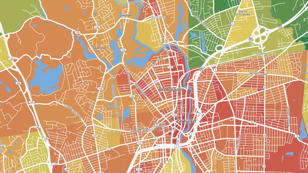 Central Falls, RI Map of Murder Rates