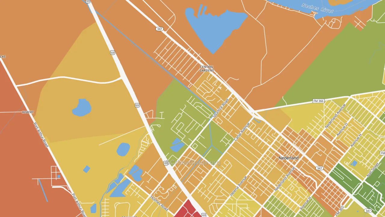 Central Gardens, TX Map of Murder Rates