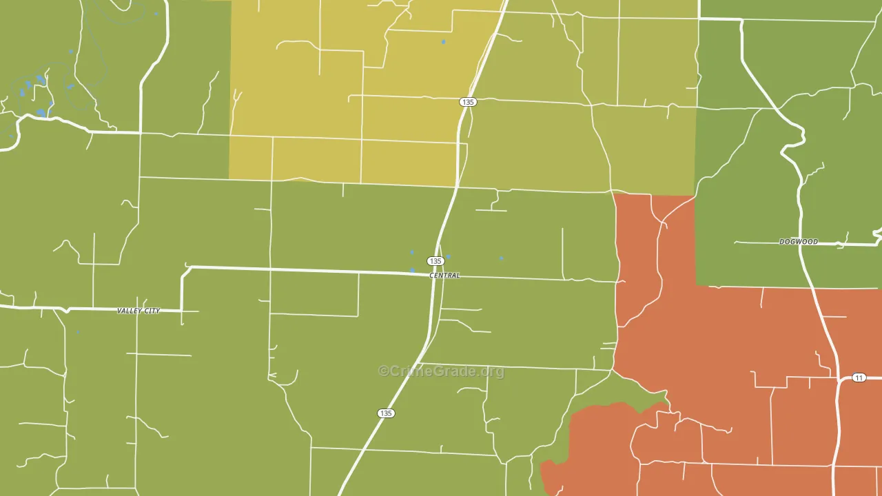 Central, IN Map of Murder Rates