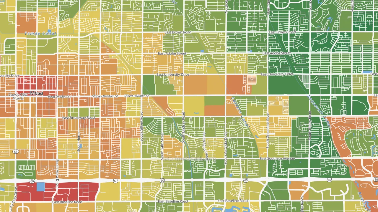 Central Mesa, Mesa, AZ Map of Murder Rates