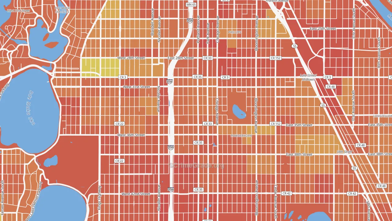 Central, Minneapolis, MN Map of Murder Rates