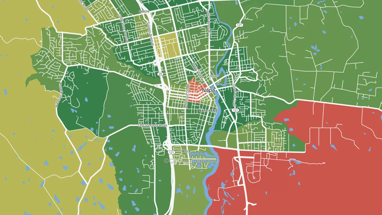 Central Napa, Napa, CA Map of Murder Rates