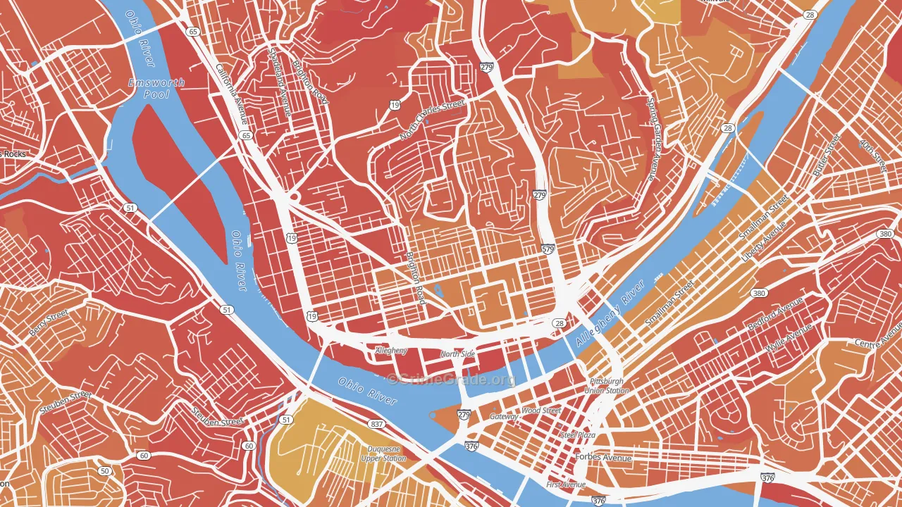 Central Northside, Pittsburgh, PA Map of Murder Rates