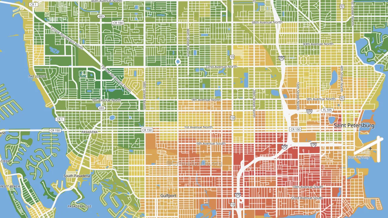 Central Oak Park, St. Petersburg, FL Map of Murder Rates