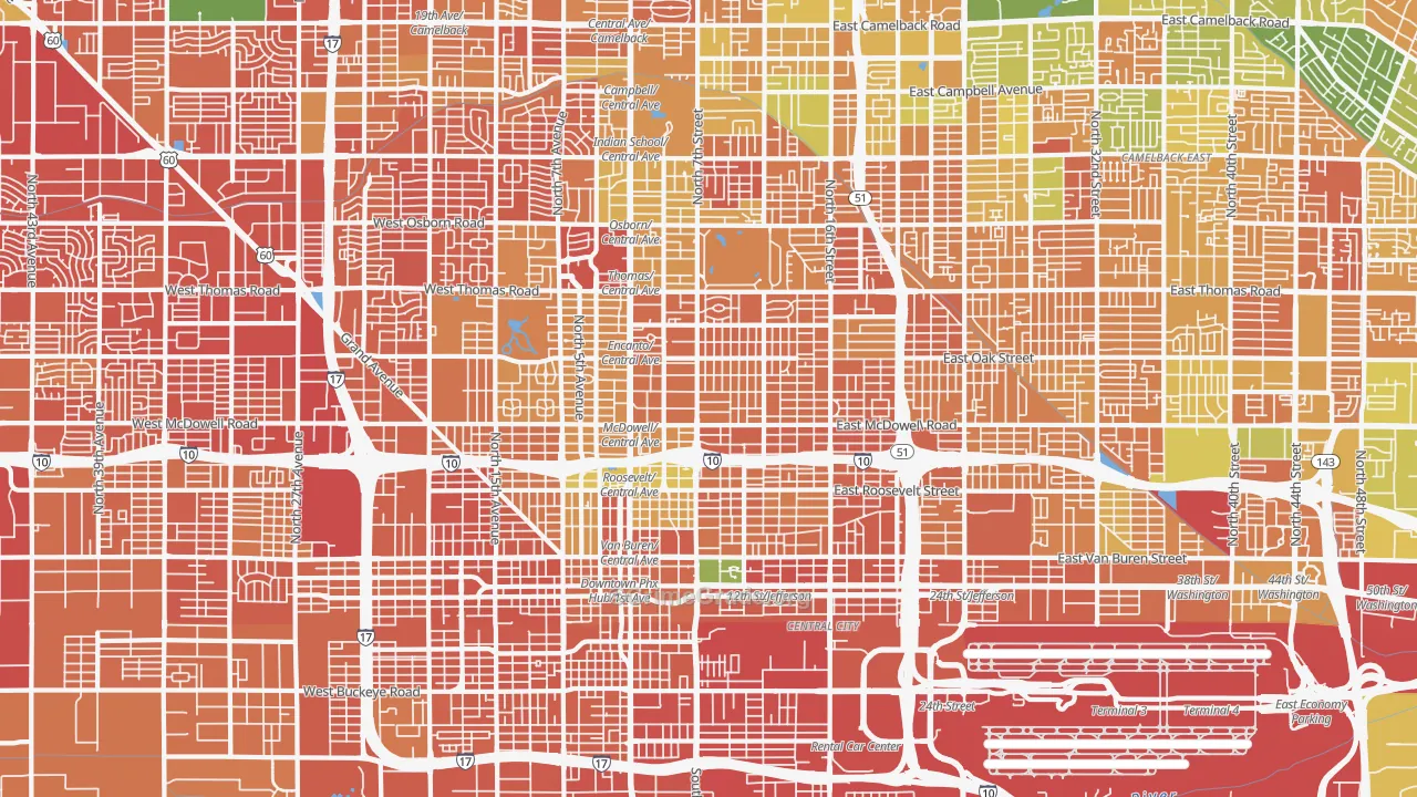 Central Phoenix, Phoenix, AZ Map of Murder Rates