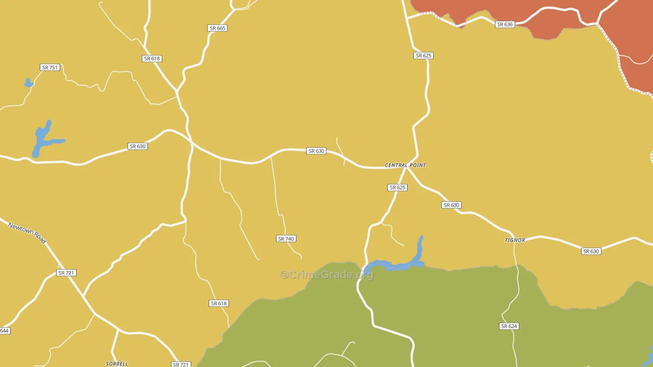 Central Point, VA Map of Murder Rates