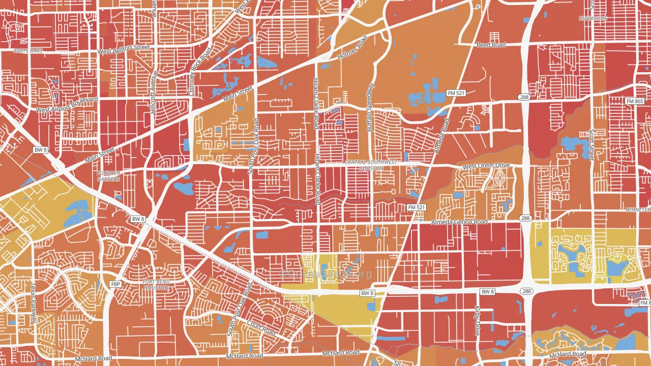 Central Southwest, Houston, TX Map of Murder Rates