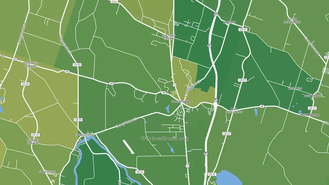 Central Square, NY Map of Murder Rates