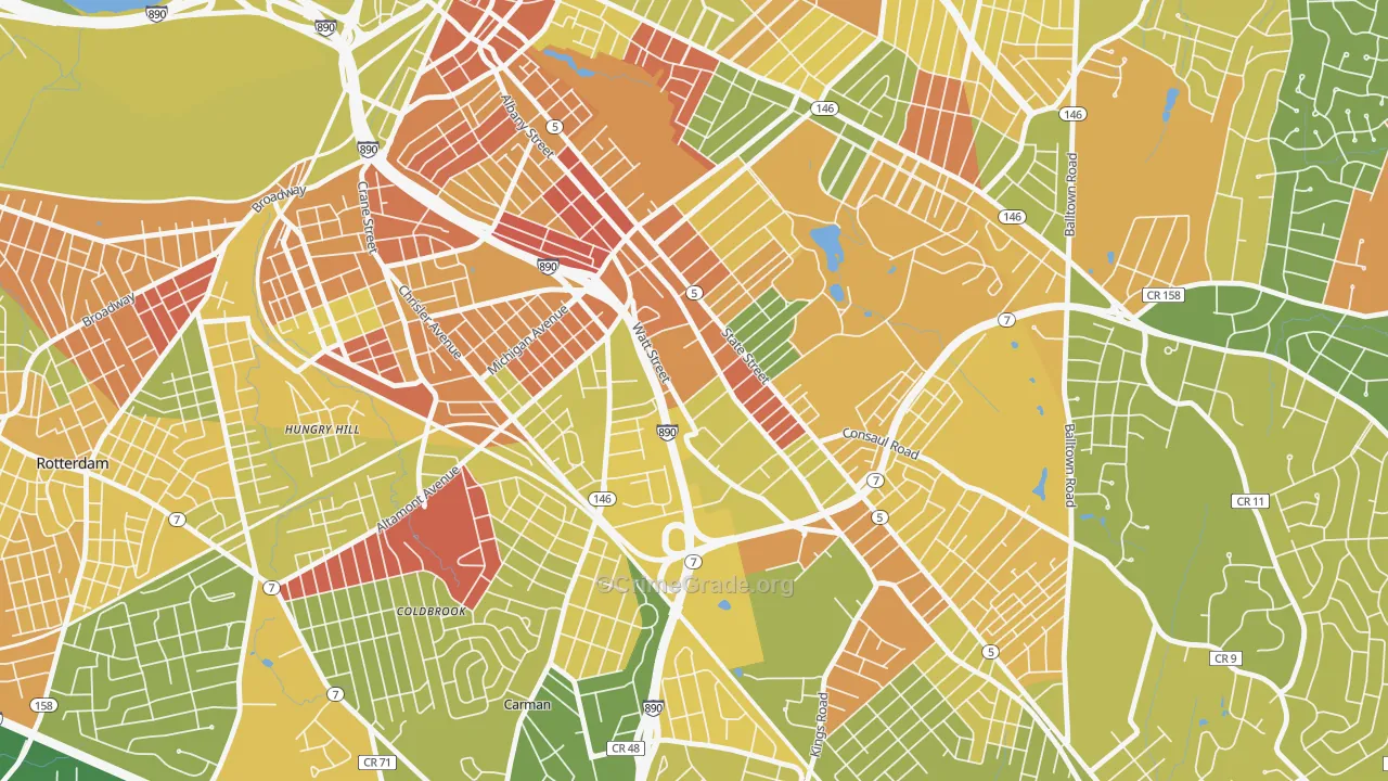 Central State, Schenectady, NY Map of Murder Rates