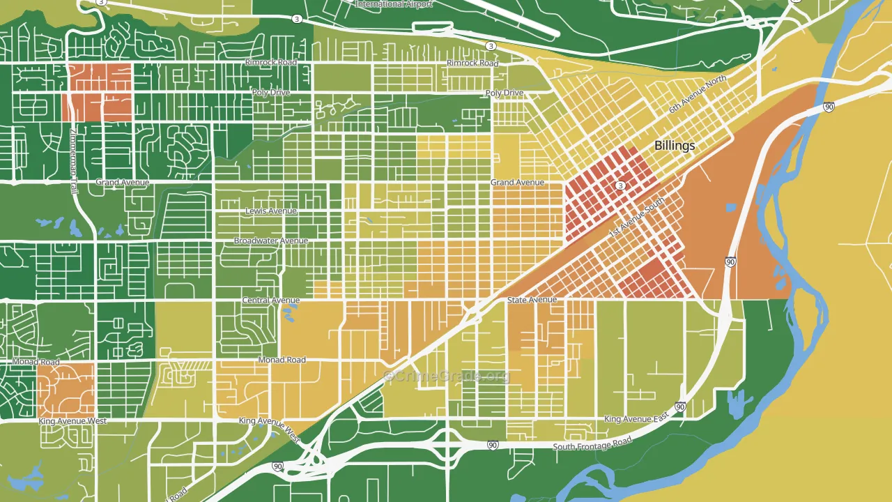 Central Terry, Billings, MT Map of Murder Rates
