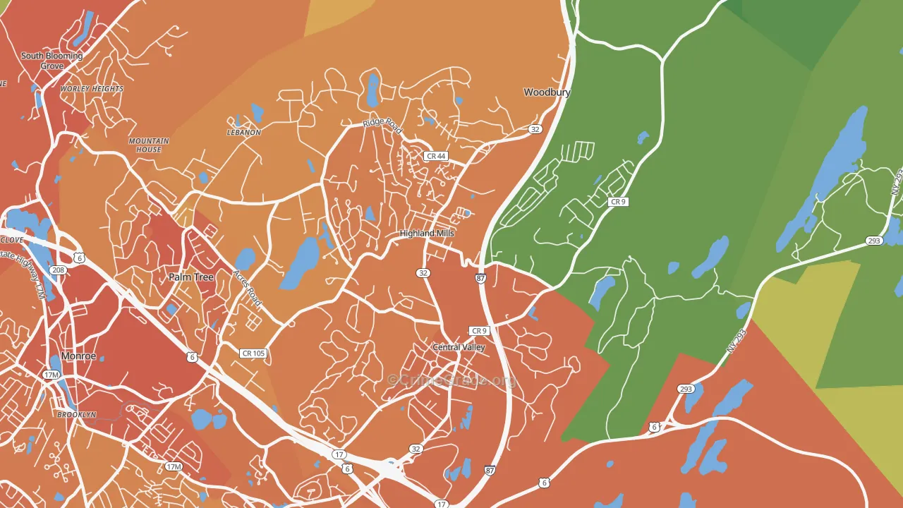 Central Valley, NY Map of Murder Rates