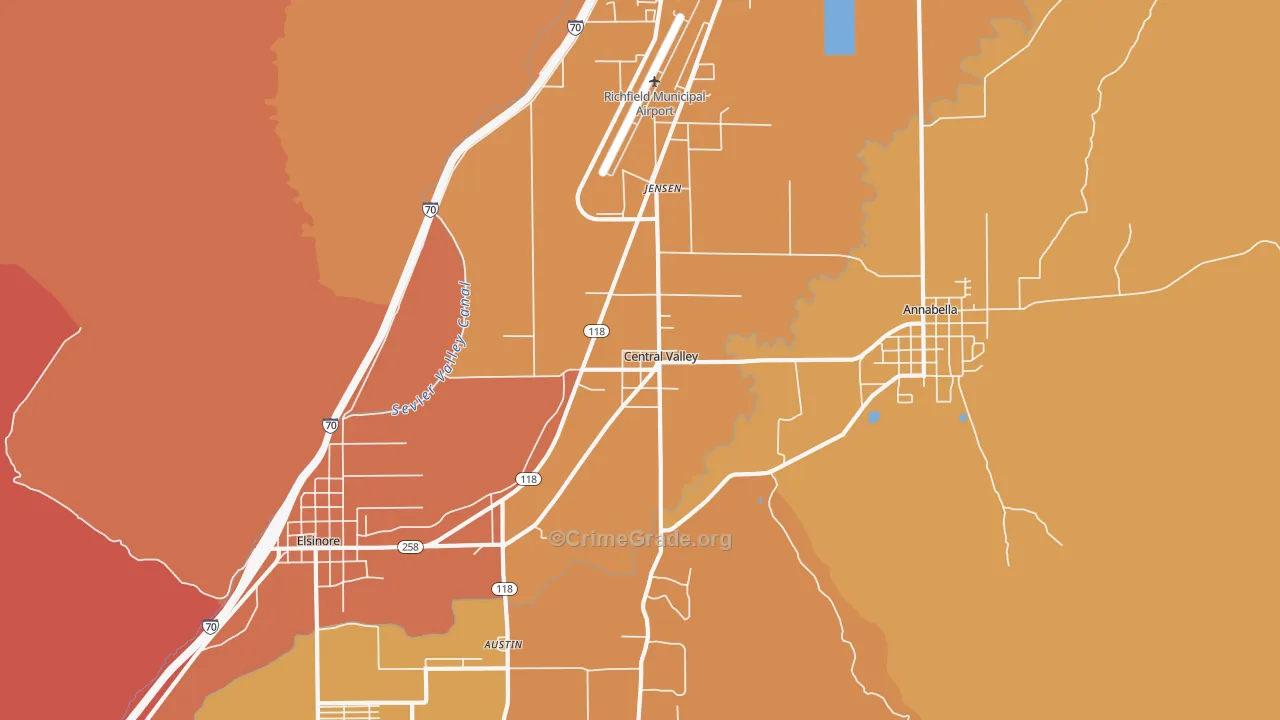 Central Valley, UT Map of Murder Rates