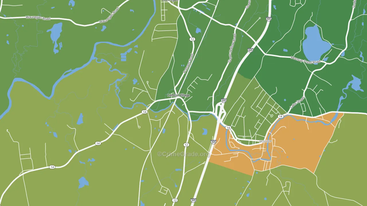 Central Village, CT Map of Murder Rates