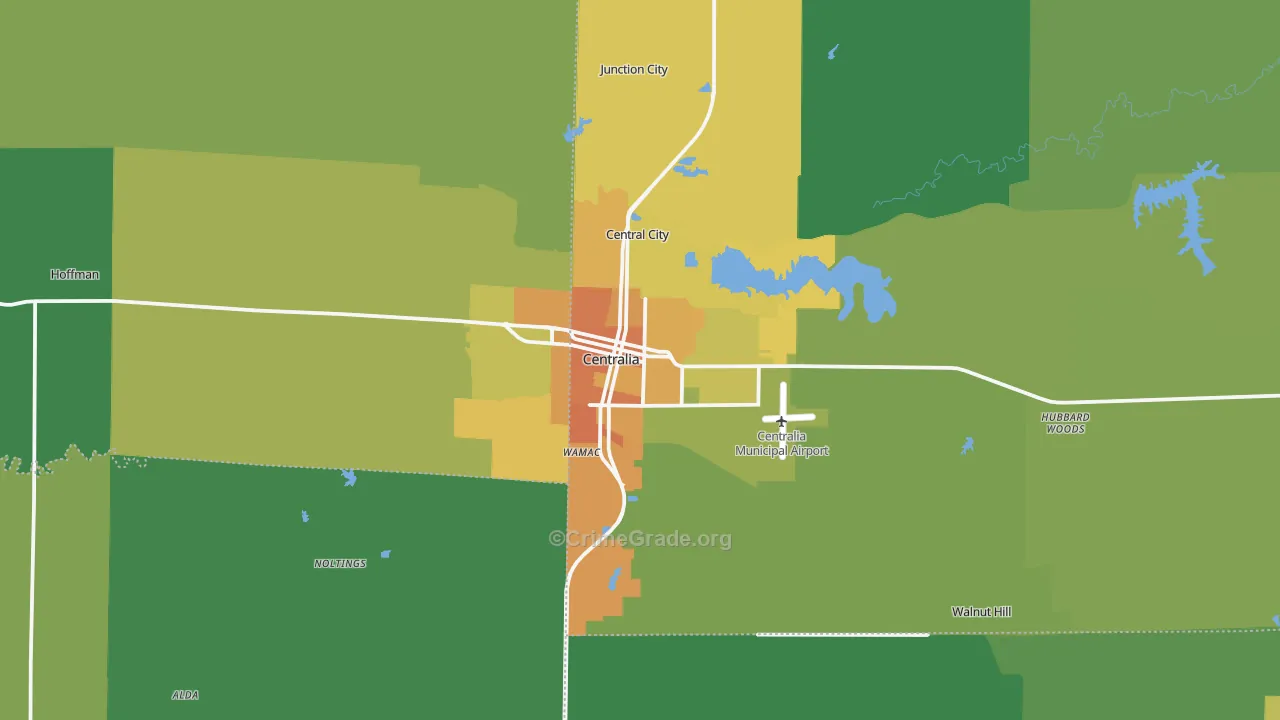 Centralia, IL Map of Murder Rates