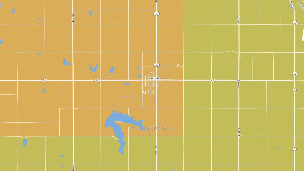 Centralia, KS Map of Murder Rates