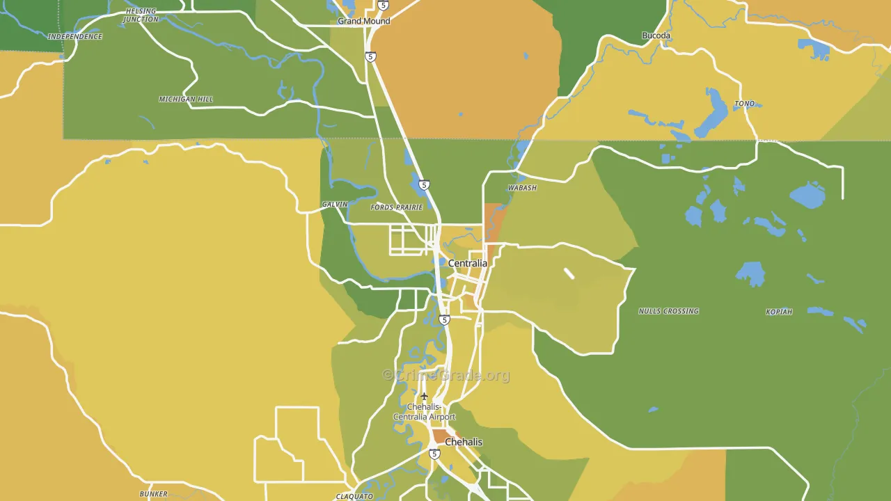 Centralia, WA Map of Murder Rates
