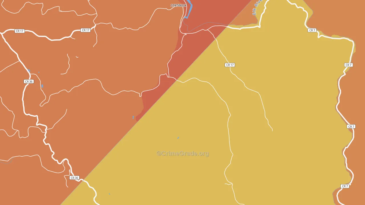 Centralia, WV Map of Murder Rates