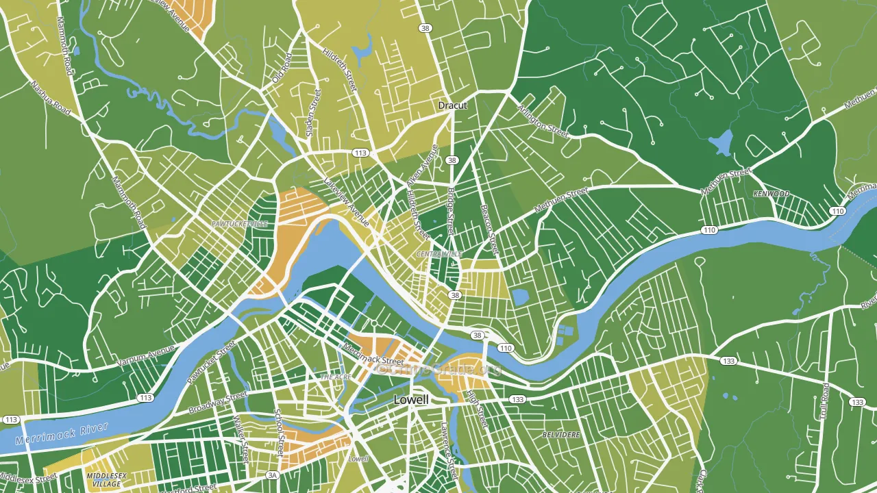 Centralville, Lowell, MA Map of Murder Rates