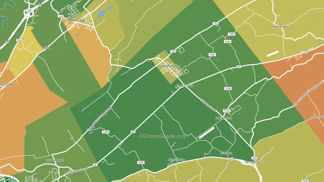 Centre Hall, PA Map of Murder Rates