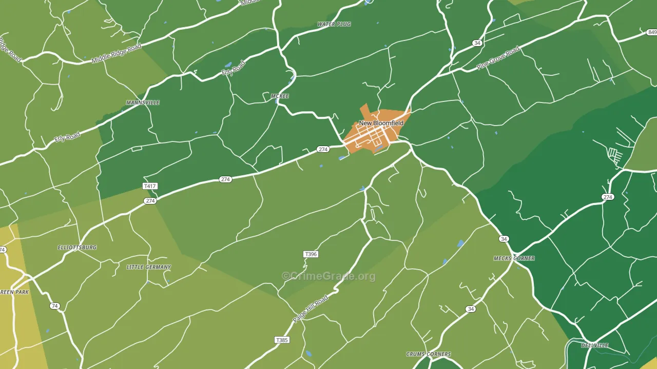 Centre, PA Map of Murder Rates