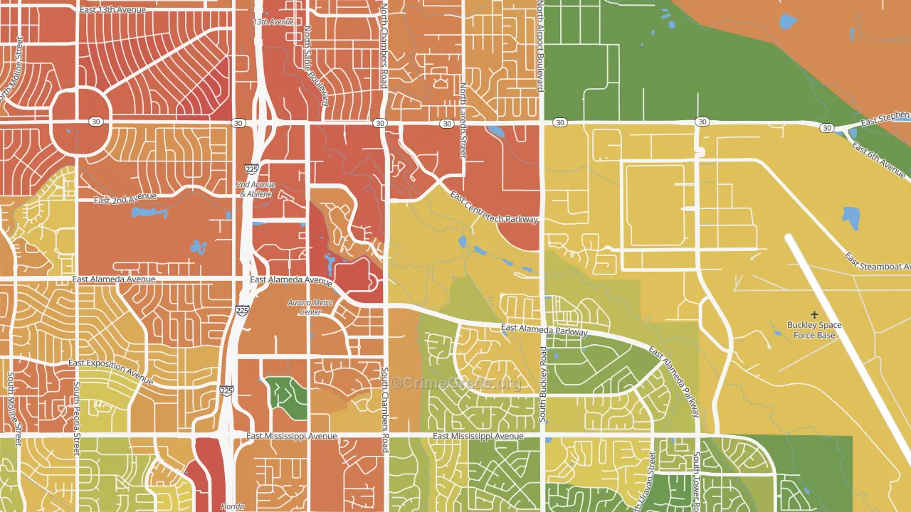 Centretech, Aurora, CO Map of Murder Rates