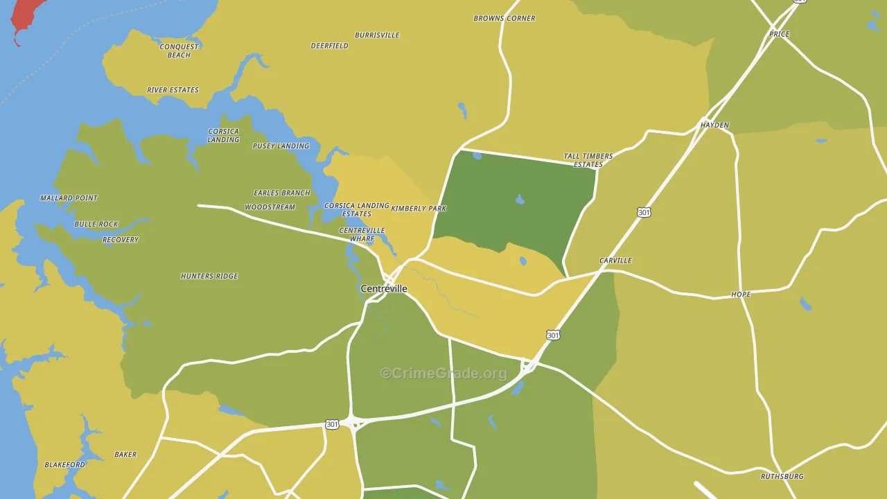 Centreville, MD Map of Murder Rates