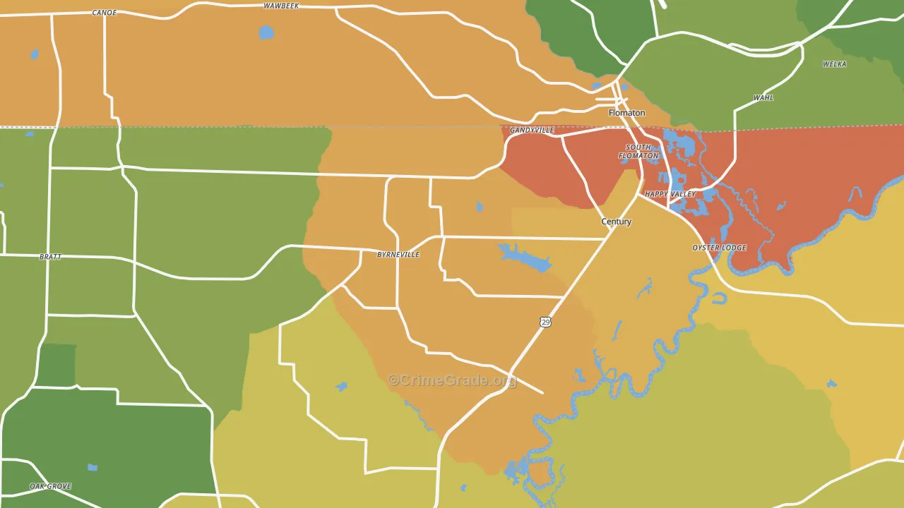 Century, FL Map of Murder Rates
